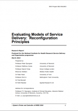 Evaluating Models of Service Delivery: Reconfiguration Principles